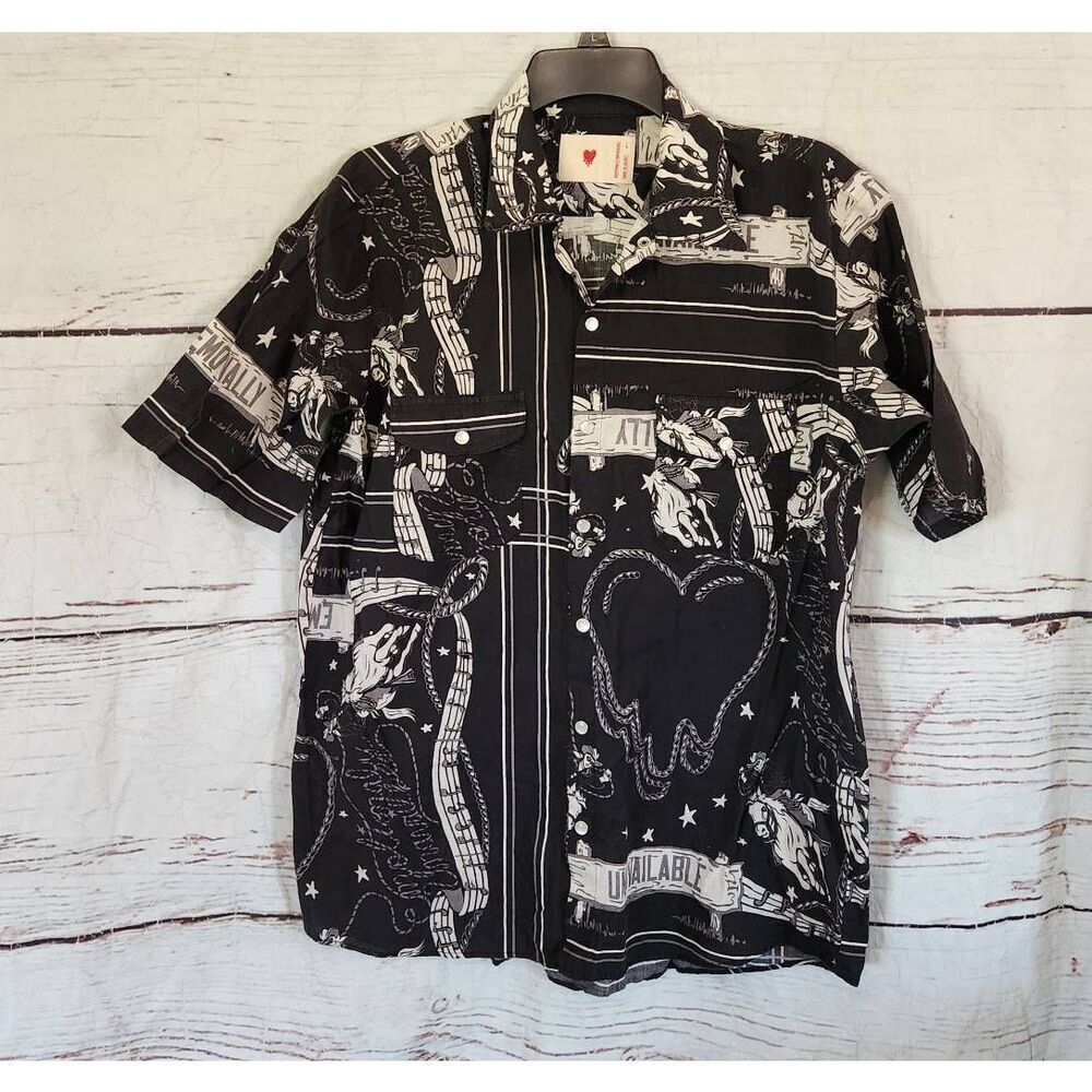 Emotionally Unavailable Rodeo Bandana Pearl Snap‎ Front Shirt Size Large